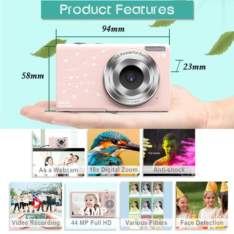 DC402 2.4 inch 44MP 16X Zoom 1080P Full HD Digital Camera Children Card Camera, US Plug, US Plug DC402 2.4 inch 44MP 16X Zoom 1080P Full HD Digital Camera Children Card Camera, US Plug, US Plug